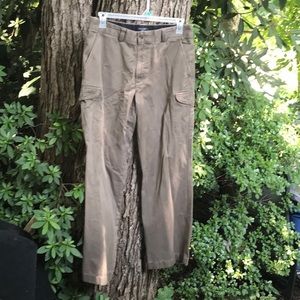 Dockers Stain Defender Cargo Tan Khaki Pants Flat Front 34”x31” DuPont Teflon
